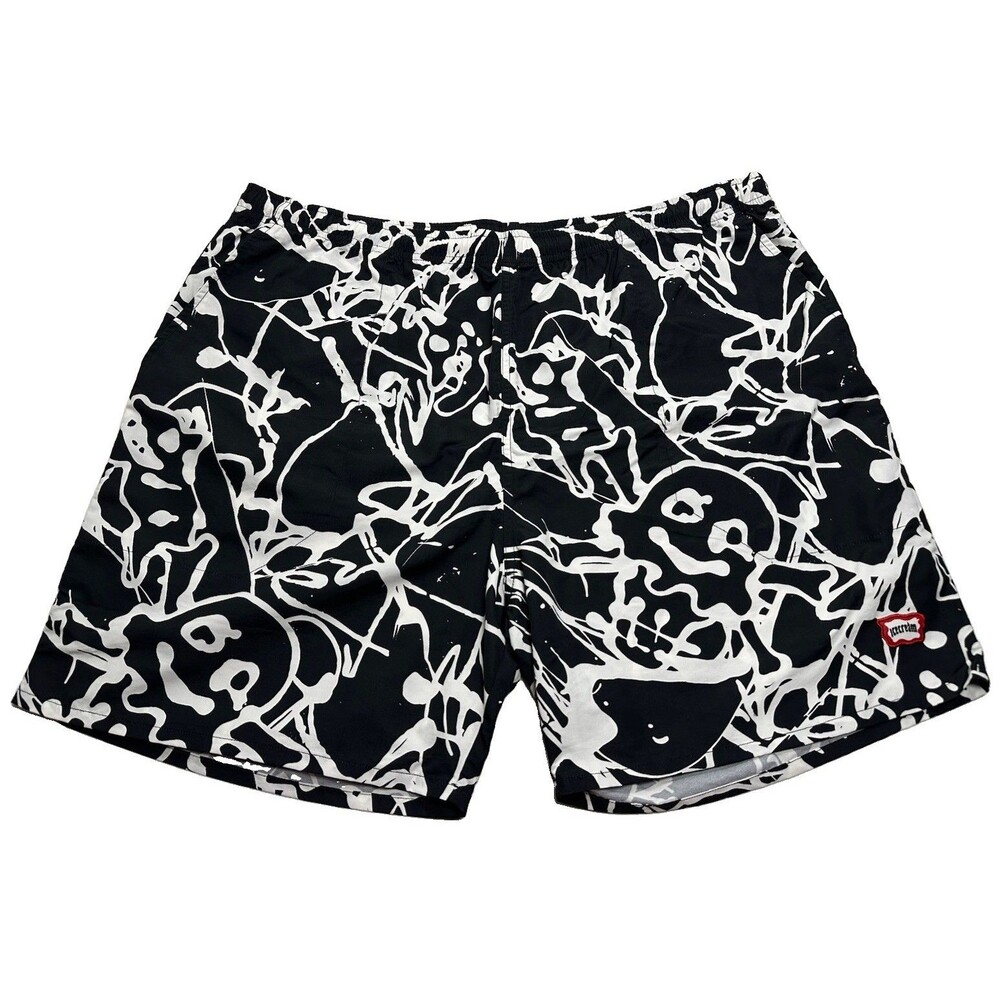 Men's Icecream Nylon Ink AOP Shorts 6" Size 3XL Black White